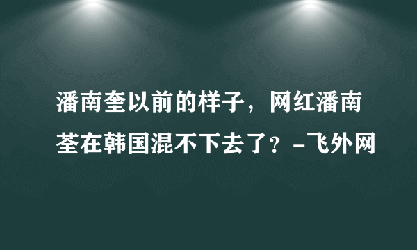 潘南奎以前的样子，网红潘南荃在韩国混不下去了？-飞外网