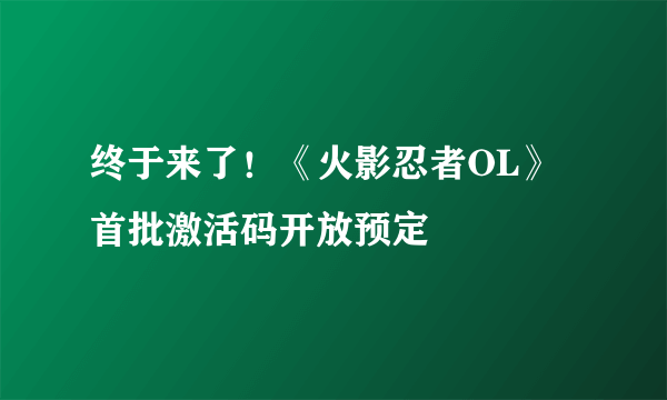 终于来了！《火影忍者OL》首批激活码开放预定