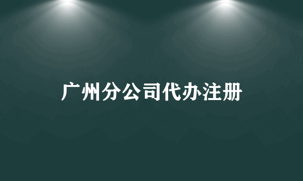 广州分公司代办注册