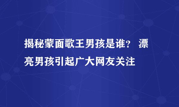 揭秘蒙面歌王男孩是谁？ 漂亮男孩引起广大网友关注