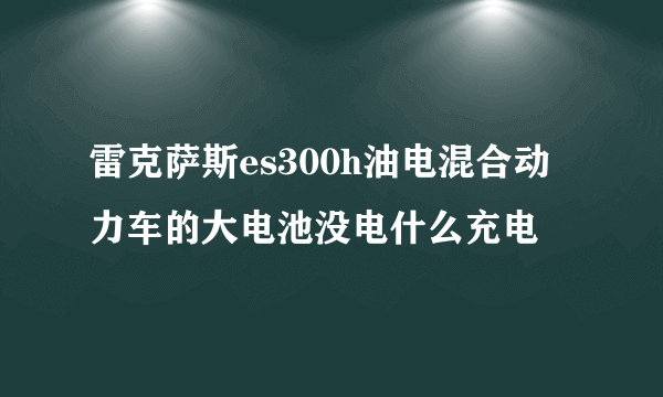 雷克萨斯es300h油电混合动力车的大电池没电什么充电