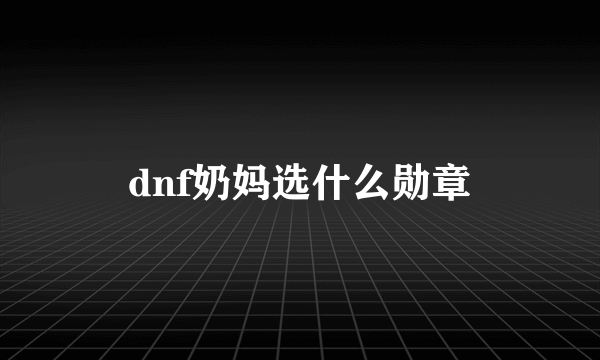 dnf奶妈选什么勋章