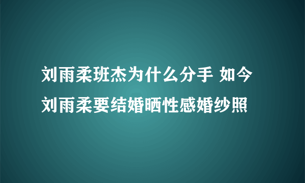 刘雨柔班杰为什么分手 如今刘雨柔要结婚晒性感婚纱照