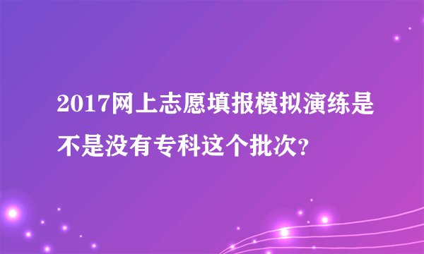 2017网上志愿填报模拟演练是不是没有专科这个批次？