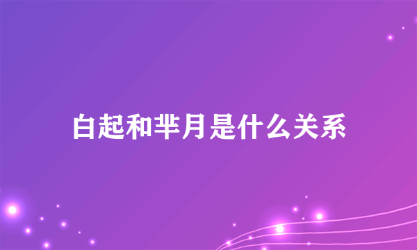 白起和芈月是什么关系