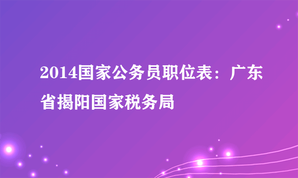 2014国家公务员职位表：广东省揭阳国家税务局