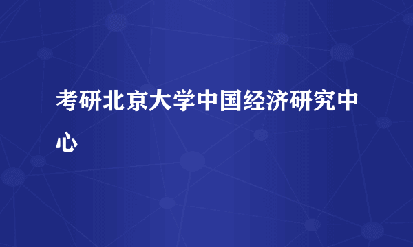 考研北京大学中国经济研究中心