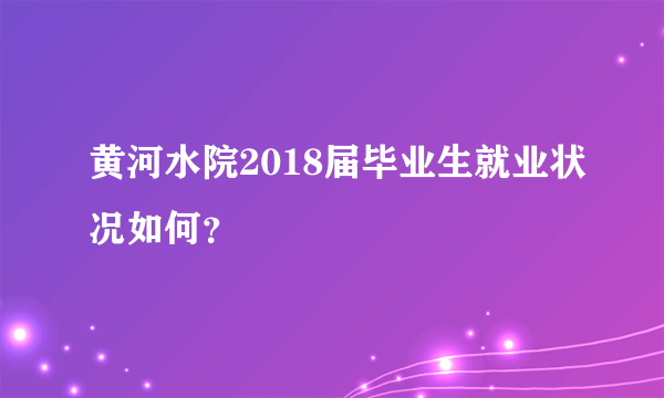 黄河水院2018届毕业生就业状况如何？