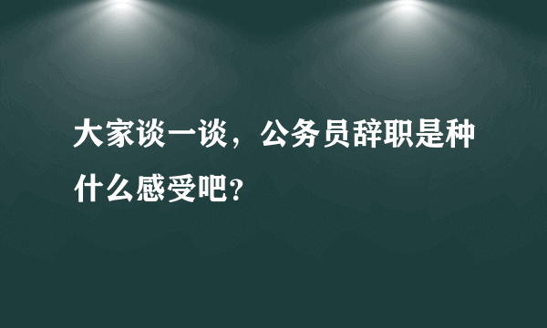 大家谈一谈，公务员辞职是种什么感受吧？