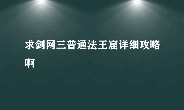 求剑网三普通法王窟详细攻略啊