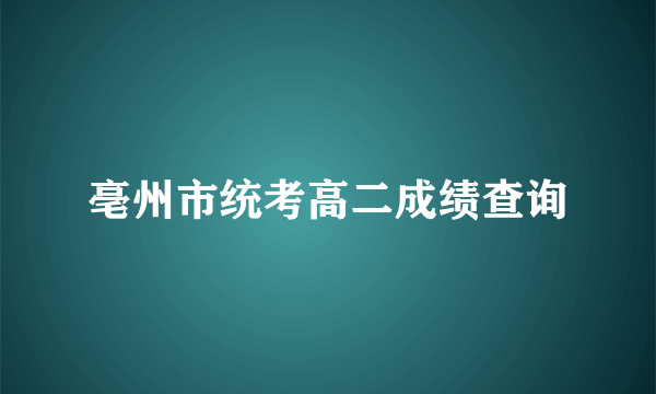 亳州市统考高二成绩查询