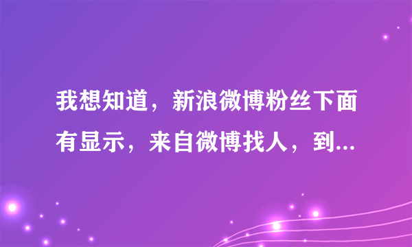 我想知道，新浪微博粉丝下面有显示，来自微博找人，到底是什么意思呢？是怎么关注我的呢？求大神解答！