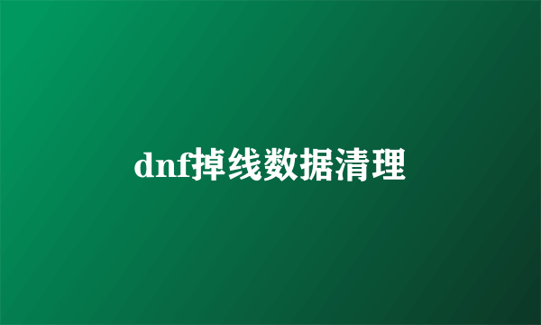 dnf掉线数据清理