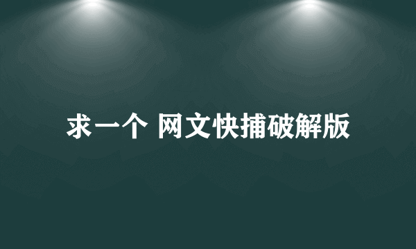 求一个 网文快捕破解版