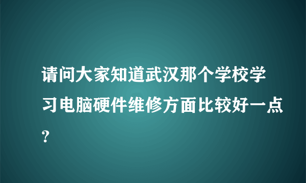 请问大家知道武汉那个学校学习电脑硬件维修方面比较好一点？