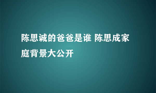 陈思诚的爸爸是谁 陈思成家庭背景大公开