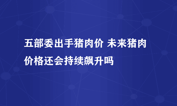 五部委出手猪肉价 未来猪肉价格还会持续飙升吗