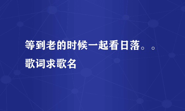 等到老的时候一起看日落。。歌词求歌名