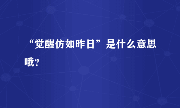 “觉醒仿如昨日”是什么意思哦？