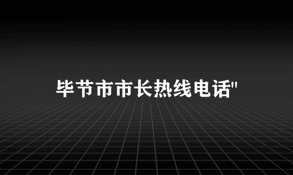 毕节市市长热线电话