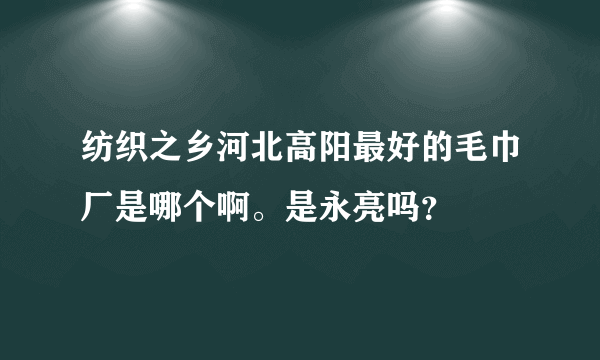 纺织之乡河北高阳最好的毛巾厂是哪个啊。是永亮吗？