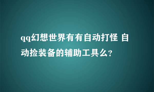 qq幻想世界有有自动打怪 自动捡装备的辅助工具么？