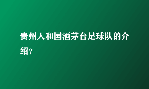 贵州人和国酒茅台足球队的介绍？