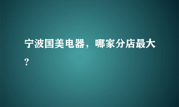 宁波国美电器，哪家分店最大？