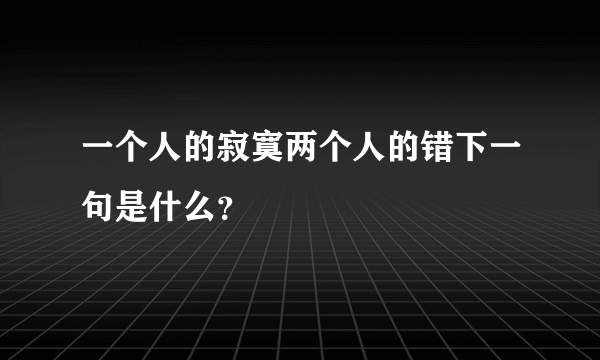 一个人的寂寞两个人的错下一句是什么？