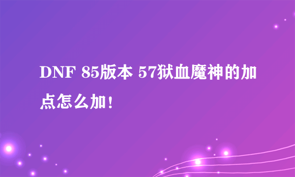 DNF 85版本 57狱血魔神的加点怎么加！