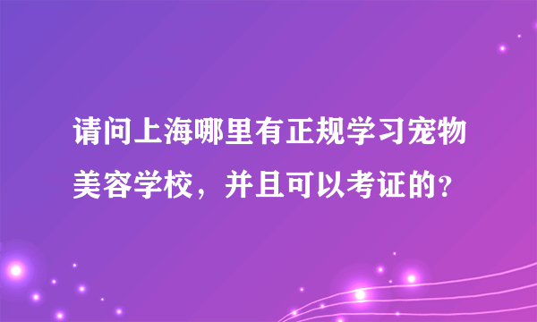 请问上海哪里有正规学习宠物美容学校，并且可以考证的？