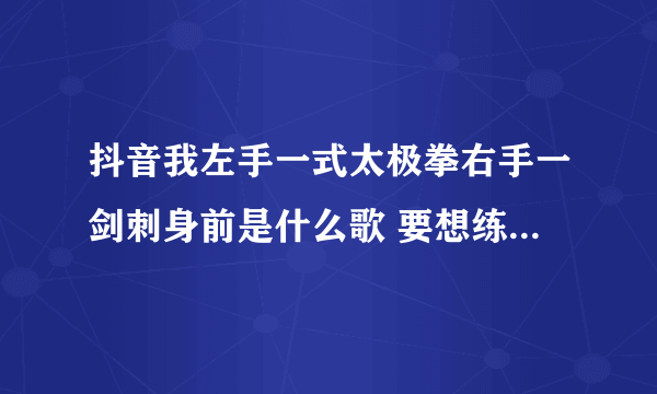 抖音我左手一式太极拳右手一剑刺身前是什么歌 要想练就绝世武功歌词歌曲