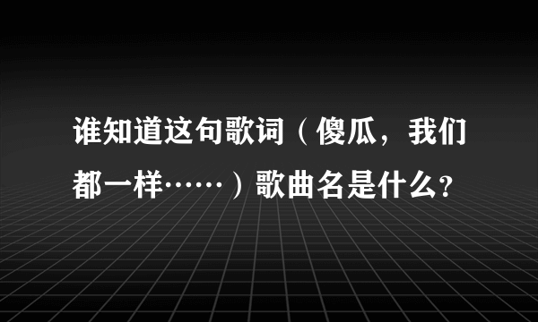 谁知道这句歌词（傻瓜，我们都一样……）歌曲名是什么？