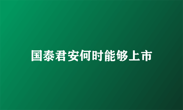 国泰君安何时能够上市