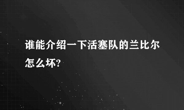 谁能介绍一下活塞队的兰比尔怎么坏?