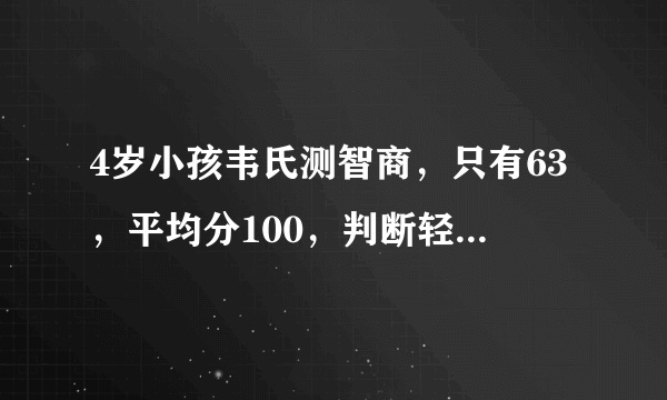 4岁小孩韦氏测智商，只有63，平均分100，判断轻度智力障碍，但测试时他有兴趣的比如母鸡下蛋游戏得