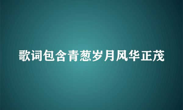 歌词包含青葱岁月风华正茂