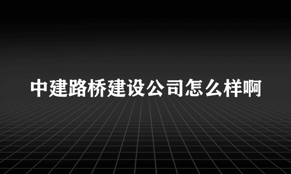 中建路桥建设公司怎么样啊