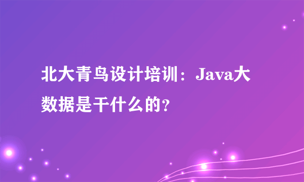 北大青鸟设计培训：Java大数据是干什么的？