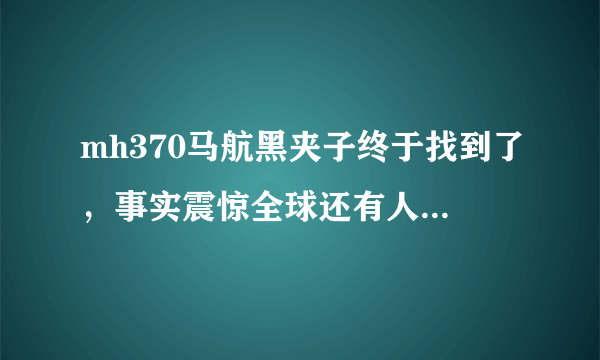 mh370马航黑夹子终于找到了，事实震惊全球还有人活着吗？