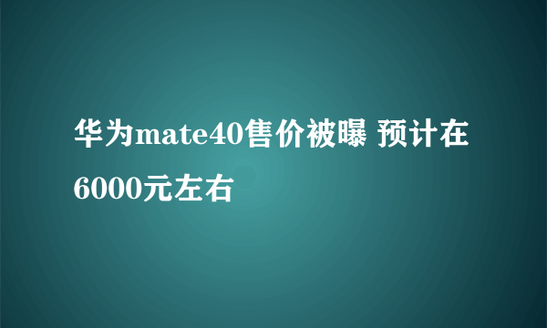 华为mate40售价被曝 预计在6000元左右