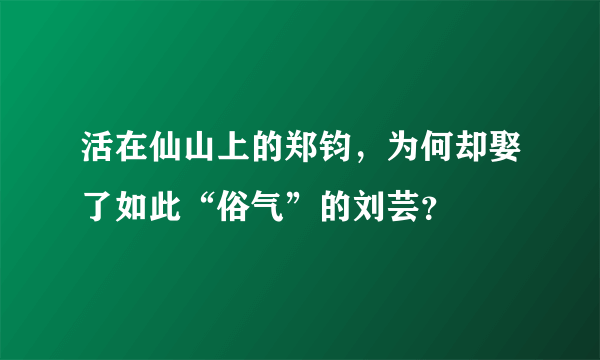 活在仙山上的郑钧，为何却娶了如此“俗气”的刘芸？