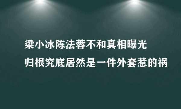 梁小冰陈法蓉不和真相曝光 归根究底居然是一件外套惹的祸