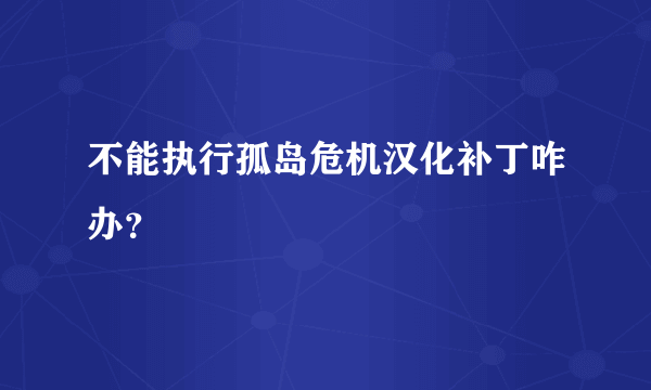 不能执行孤岛危机汉化补丁咋办？