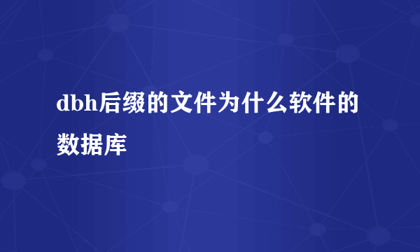 dbh后缀的文件为什么软件的数据库