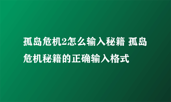 孤岛危机2怎么输入秘籍 孤岛危机秘籍的正确输入格式