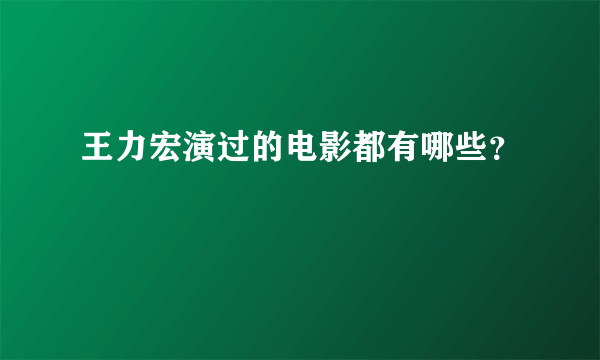 王力宏演过的电影都有哪些？