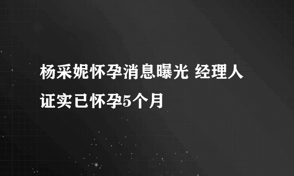 杨采妮怀孕消息曝光 经理人证实已怀孕5个月