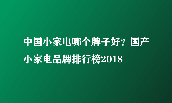 中国小家电哪个牌子好？国产小家电品牌排行榜2018