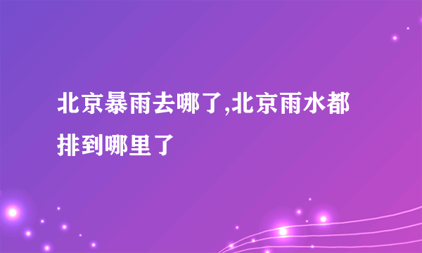 北京暴雨去哪了,北京雨水都排到哪里了